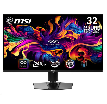 MSI LCD MAG 321UPX QD-OLED, 31,5" 3840x2160, 240Hz, 0,03ms, USB, DP, HDMI, Audio, VESA, Black