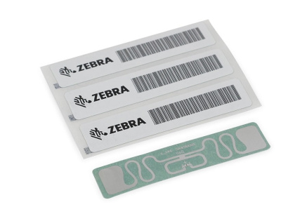 Zebra RFID Label, 45x13mm, Printable White PET, 3" core, 800/roll,