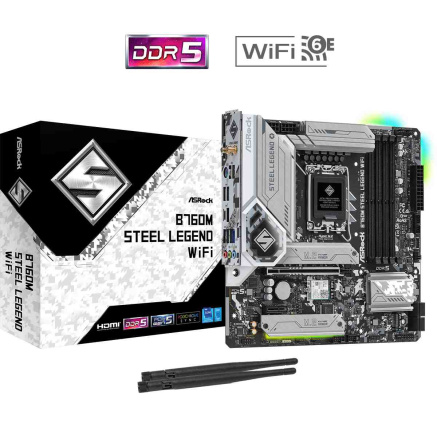 ASRock MB Sc LGA1700 B760M STEEL LEGEND WIFI, Intel B760, 4xDDR5, 1xDP, 1xHDMI, WI-FI, mATX ASRock MB Sc LGA1700 B760M STEEL LEGEND WIFI, Intel B760, 4xDDR5, 1xDP, 1xHDMI, WI-FI, mATX