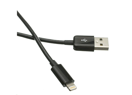 C-TECH kabel USB 2.0 Lightning (IP5 a vyšší) nabíjecí a synchronizační kabel, 1m, černý