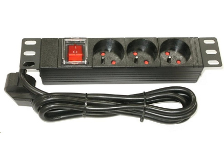 10" rozvodný panel XtendLan 3x230V, ČSN, vypínač, indikátor napětí, kabel 1,8m, 1U