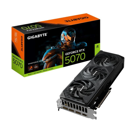 GIGABYTE VGA NVIDIA GeForce RTX 5070 WINDFORCE OC 12G, 12G GDDR7, 3xDP, 1xHDMI
