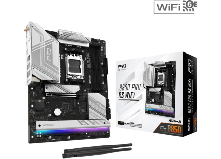 ASRock MB Sc AM5 B850 Pro RS WiFi, AMD B850, 4xDDR5, 1xUSB-C, HDMI, WiFi, ATX