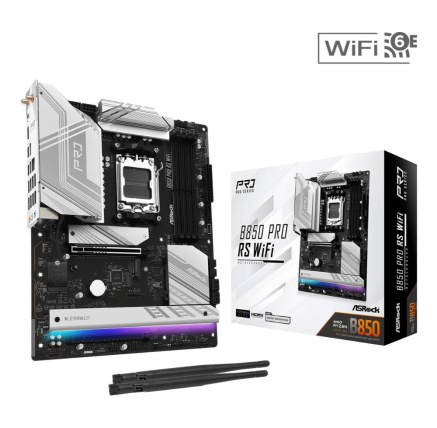 ASRock MB Sc AM5 B850 Pro RS WiFi, AMD B850, 4xDDR5, 1xUSB-C, HDMI, WiFi, ATX ASRock MB Sc AM5 B850 Pro RS WiFi, AMD B850, 4xDDR5, 1xUSB-C, HDMI, WiFi, ATX