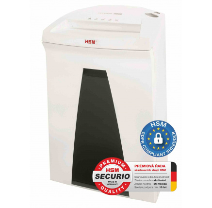 HSM skartovač Securio B24 (řez: Kombinovaný 4,5x30mm | vstup: 240mm | DIN: P-4 (3) | papír, sponky, plast. karty, CD)