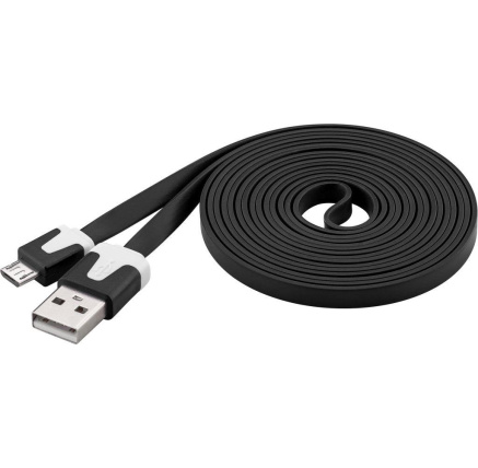 PremiumCord kabel micro USB 2.0, A-B 2m, plochý PVC kabel, černá PremiumCord kabel micro USB 2.0, A-B 2m, plochý PVC kabel, černá
