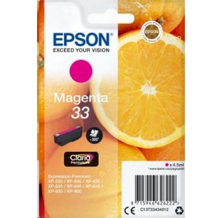 EPSON ink bar Singlepack "Pomeranč" Magenta 33 Claria Premium Ink