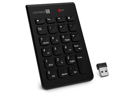 CONNECT IT NumCalc bezdrátová numerická klávesnice,  1x AAA baterie, černá