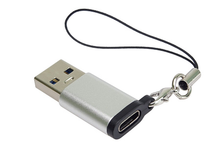 PremiumCord Adaptér USB3.0 A male - USB-C Female, stříbrná s očkem na zavěšení PremiumCord Adaptér USB3.0 A male - USB-C Female, stříbrná s očkem na zavěšení