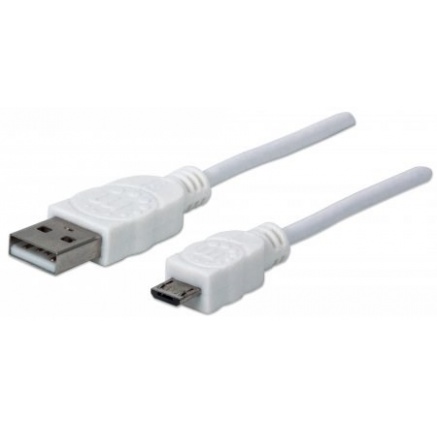 MANHATTAN Kabel propojovací USB 2.0  A Male / Micro-B Male, 1.8m, bílý