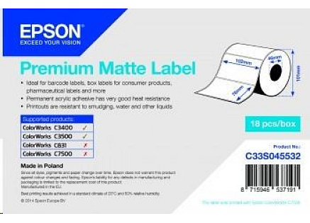 Epson label roll, normal paper, 102x76mm Epson label roll, normal paper, 102x76mm
