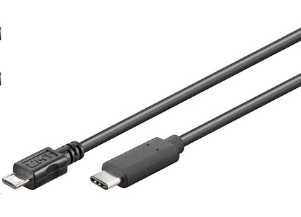 PremiumCord Kabel USB 3.1 konektor C/male - USB 2.0 Micro-B/male, černý, 0,6m