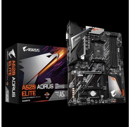 GIGABYTE MB Sc AM4 A520 AORUS ELITE, AMD A520, 4xDDR4, HDMI, DVI