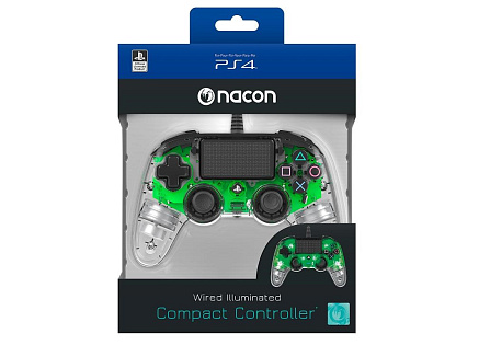 Nacon Wired Compact Controller - ovladač pro PlayStation 4 - průhledný zelený