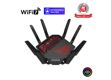ASUS Herní Router ROG Rapture GT-BE19000, 3-pásmový WiFi7 Router, 2x WAN, 4x LAN, AiMesh
