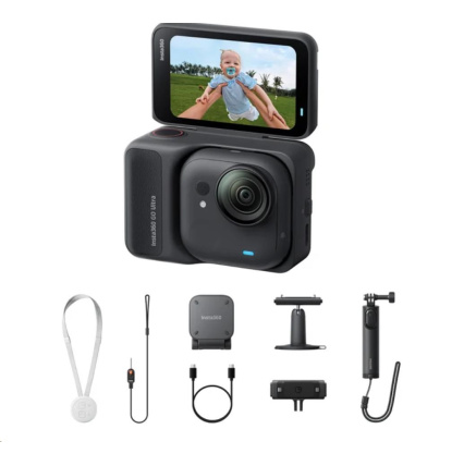 Insta360 GO Ultra Creator Bundle miniaturní akční kamera, 4K Ultra HD, 60fps, magnetický systém uchycení, černá