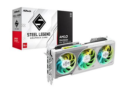 ASRock VGA AMD Radeon RX 9070 XT Steel Legend 16GB, RX 9070 XT, 16GB GDDR6, 3xDP, 1xHDMI