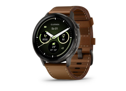 Garmin Venu 4 (45 mm) Slate / Černý silikonový řemínek a Hnědý kožený řemínek, EU (upravit kartu)
