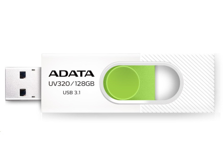 ADATA Flash Disk 128GB UV320, USB 3.1 Dash Drive, bílá/zelená