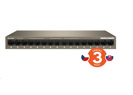 Tenda TEG1016M - 16-port Gigabit Ethernet Switch, 10/100/1000 Mbps, Fanless, Kov