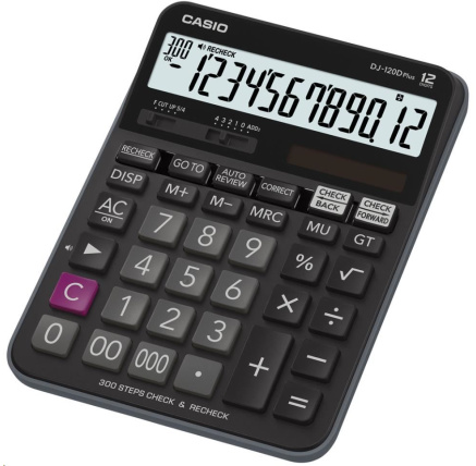 CASIO kalkulačka DJ 120 D Plus, černá, stolní, dvanáctimístná
