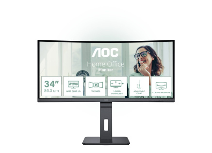 AOC MT VA LCD WLED 34" CU34P3CV - VA panel, 3440x1440, HDMI, DP, USB-C, 4xUSB 3.2, repro, vysk. stavitelny, zakriven