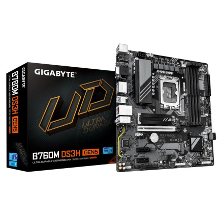 GIGABYTE MB Sc LGA1700 B760M DS3H GEN5, Intel B760, 4xDDR5, 2xDP, 1xHDMI, 1xVGA, mATX