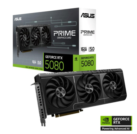 ASUS VGA NVIDIA GeForce RTX 5080 PRIME 16GB, 16GB GDDR7, 3xDP, 1xHDMI