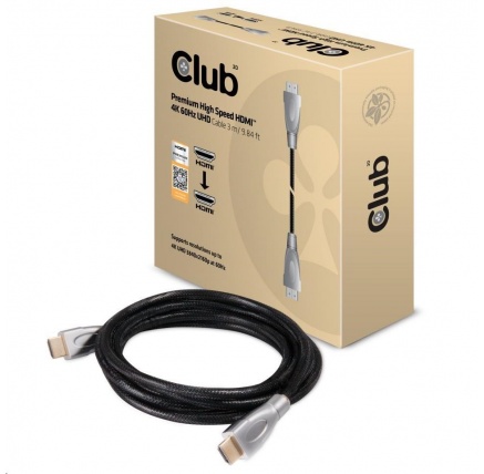 Club3D Kabel Certifikovaný HDMI Premium High Speed, HDMI 2.0 4K60Hz UHD, 3m Club3D Kabel Certifikovaný HDMI Premium High Speed, HDMI 2.0 4K60Hz UHD, 3m