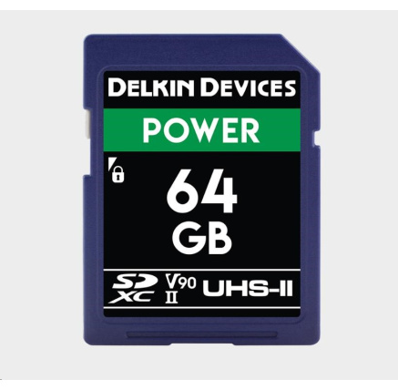 Delkin SD Power 2000X UHS-II U3 (V90) R300/W250 64GB Delkin SD Power 2000X UHS-II U3 (V90) R300/W250 64GB