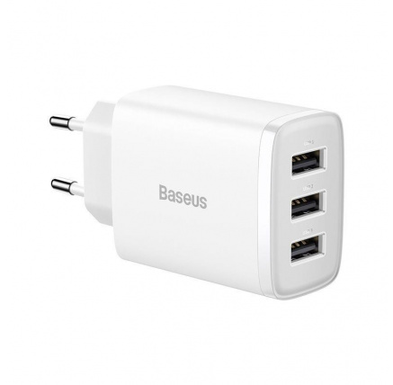 Baseus kompaktní nabíječka 3U 17W EU, bílá