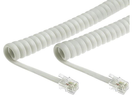 Telefonní šňůra kroucená - 2xRJ10 4p4c, 6m, bílá Telefonní šňůra kroucená - 2xRJ10 4p4c, 6m, bílá