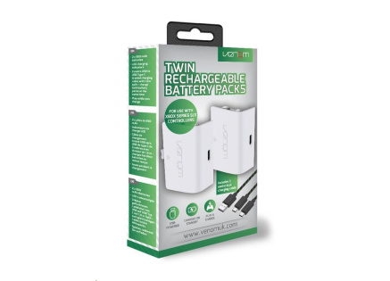 VENOM VS2872 Xbox Series S/X & One White Twin Battery Pack + 3 meter cable
