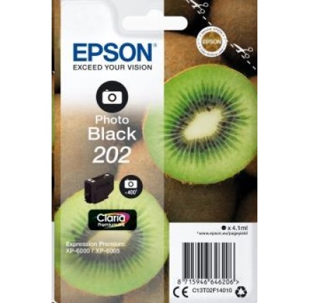 EPSON ink čer Singlepack "Kiwi" Photo Black 202 Claria Premium Ink 4,1 ml