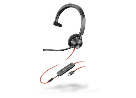 Poly Blackwire 3315 MS Teams náhlavní souprava, 3.5 mm jack + USB-C/A adaptér, mono