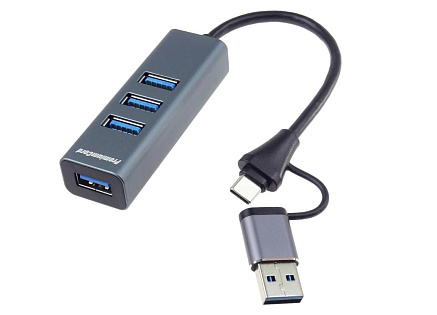 PremiumCord Hub 5G SuperSpeed, USB-C a USB-A na 4x USB-A 3.2 Gen 1