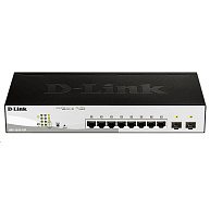 BAZAR - D-Link DGS-1210-10P 10-port Gigabit Smart+ PoE Switch, 8x GbE PoE+, 2x SFP, PoE 65W, fanless - Poškozený obal