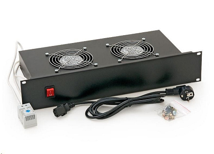 TRITON 19" ventilační jednotka, 2 ventilátory-230V/70W, termostat, šedá