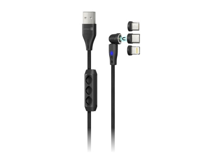 CONNECT IT Magnetický kabel PowerLink 3v1, USB-C / Lightning / MicroUSB, 2m, černá CONNECT IT Magnetický kabel PowerLink 3v1, USB-C / Lightning / MicroUSB, 2m, černá