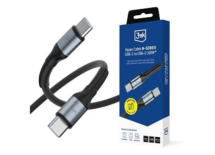 3mk Hyper Cable N-SERIES C to C 3m PD 3.0 QC 3.0 20V/5A 100W Black 3mk Hyper Cable N-SERIES C to C 3m PD 3.0 QC 3.0 20V/5A 100W Black