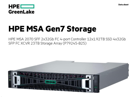 HPE MSA 2070 SFF 2x32Gb FC 4-port Controller 12x1.92TB SSD 4x32Gb SFP FC XCVR 23TB Storage Array Smart Choice