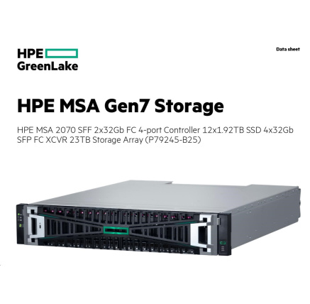 HPE MSA 2070 SFF 2x32Gb FC 4-port Controller 12x1.92TB SSD 4x32Gb SFP FC XCVR 23TB Storage Array Smart Choice