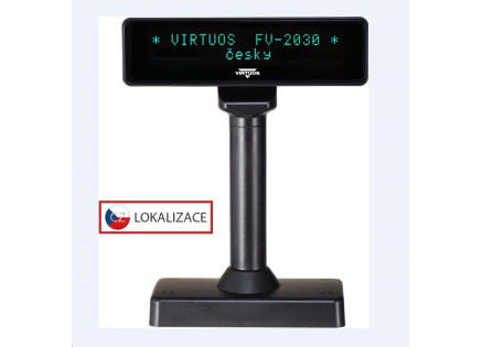 Virtuos VFD zákaznický displej Virtuos FV-2030B 2x20 9mm, serial, černý