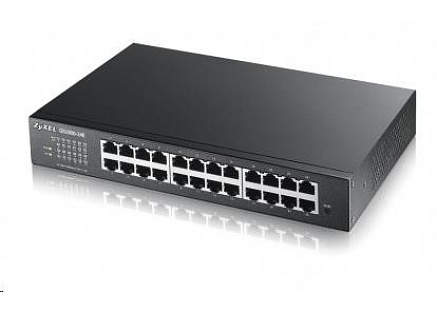 Zyxel GS1900-24E 24-port Desktop Gigabit Web Smart switch: 24x Gigabit metal, IPv6, 802.3az (Green), fanless, rack kit