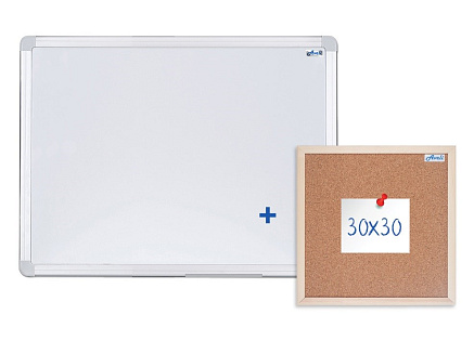 BAZAR - Magnetická tabule AVELI 60x45 cm, hliníkový rám+korková nástěnka 30x30 cm - POŠKOZENÝ OBAL BAZAR - Magnetická tabule AVELI 60x45 cm, hliníkový rám+korková nástěnka 30x30 cm - POŠKOZENÝ OBAL
