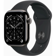 Apple Watch Series 11 GPS + Cellular 42mm Slate Titanium Case with Black Sport Band - M/L