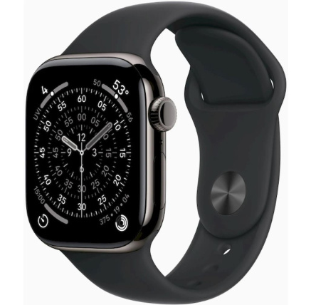 Apple Watch Series 11 GPS + Cellular 42mm Slate Titanium Case with Black Sport Band - M/L