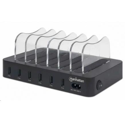 MANHATTAN USB nabíjecí stanice, 6-Port USB Charging Station, USB-A, černá MANHATTAN USB nabíjecí stanice, 6-Port USB Charging Station, USB-A, černá