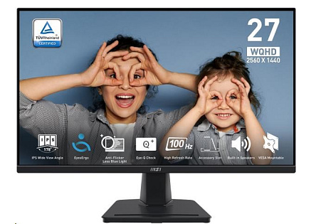 MSI LCD PRO MP275Q, 27" 2560x1440, IPS, 100Hz, 4ms, VESA 100x100mm, N/A, Black