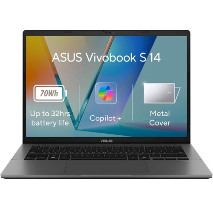 ASUS NTB Vivobook S14 (S3407QA-OLED063W), X1 26 100, 14" FHD, 32GB, 1TB SSD, Adreno, W11 Home, Matte Gray